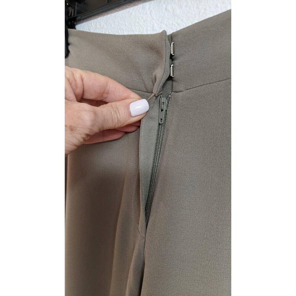 EILEEN FISHER 100% Silk Taupe Wide Leg Classic Resort Holiday Casual Pants LG - Picture 3 of 8